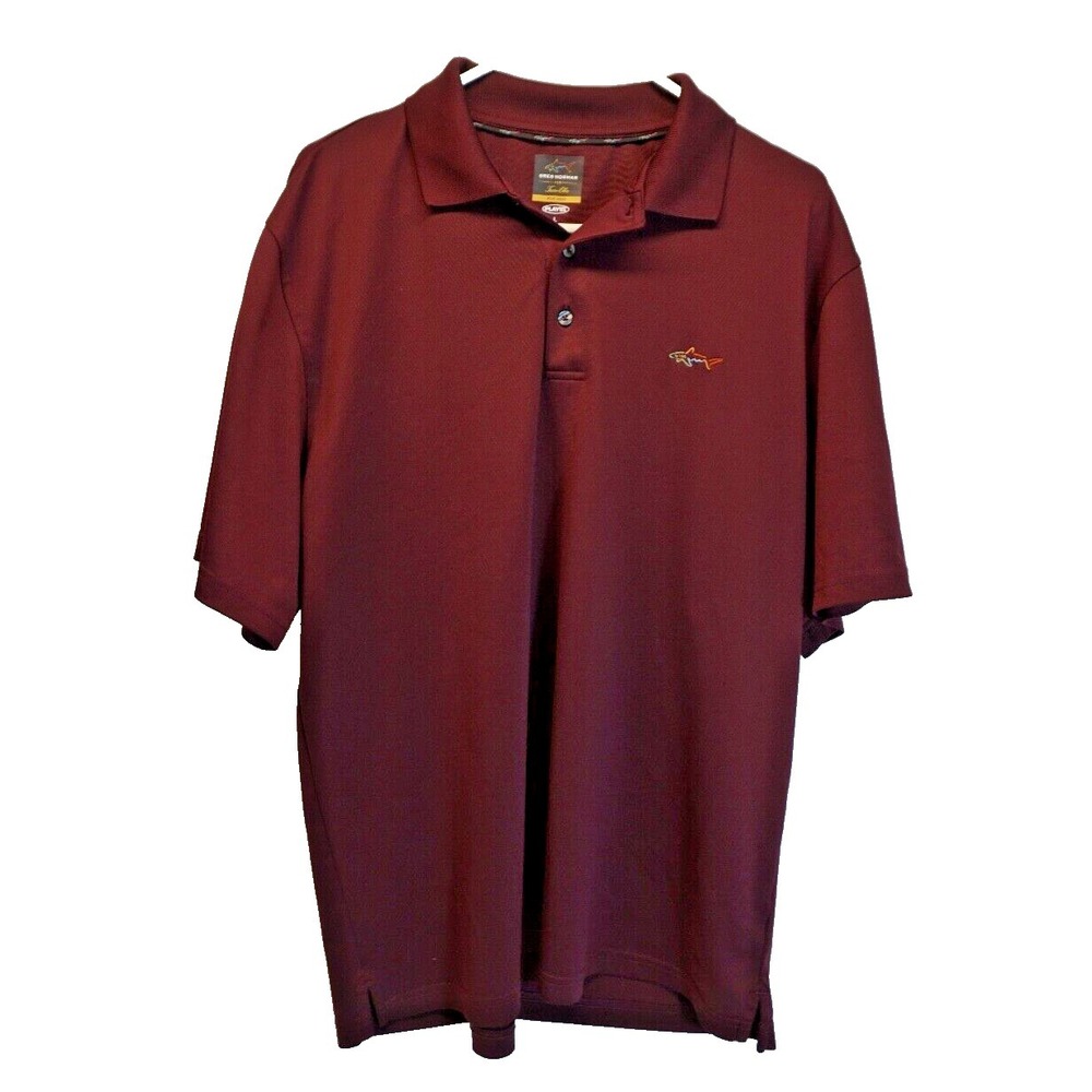 Greg Norman Play Dry Mens Size Large Solid Bergundy Short Sleeve Golf Polo Shirt